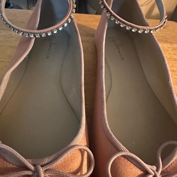 Anthropologie Pink Flats with Rhinestone Ankle Strap - Picture 2 of 5